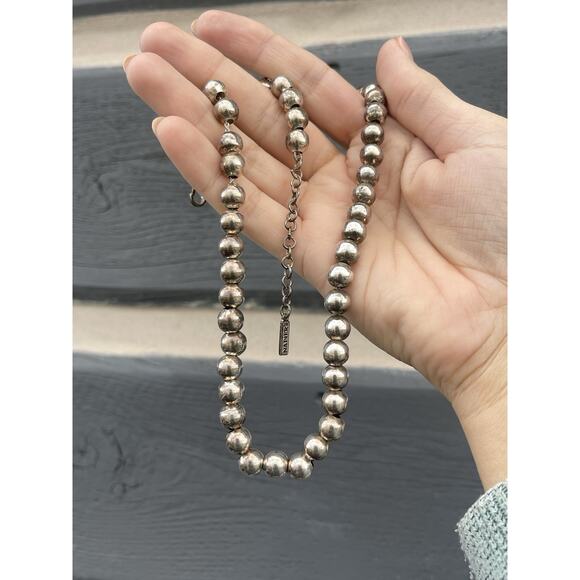 VTG Sterling Plated Oxidized Pearls Beaded Necklace 16”-18” Southwestern Napier - Picture 1 of 9